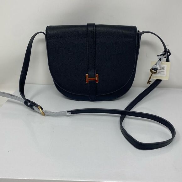 Fossil NWT Emery Black Leather Adjustable Crossbody Bag - Picture 2 of 13
